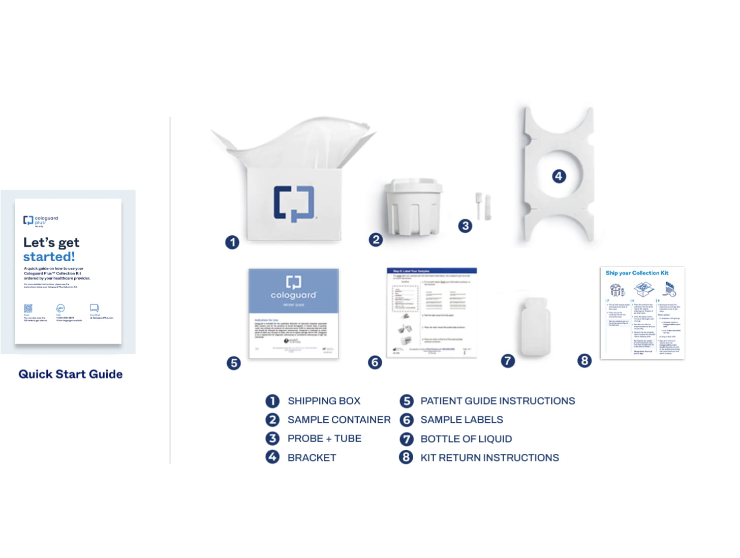 Contents of a Cologuard kit include 7 items.