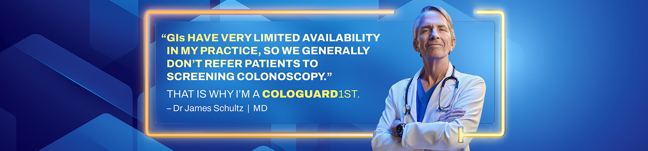 Dr James Schultz, MD, and his quote about the challenges with screening colonoscopy due to the limited availability of GIs.